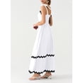 thumbnail image 5 of Biezeib Women’s Tie Shoulder Dress Summer Sleeveless Wavy Trim A-Line Dress Long Flowy Dress, 5 of 6
