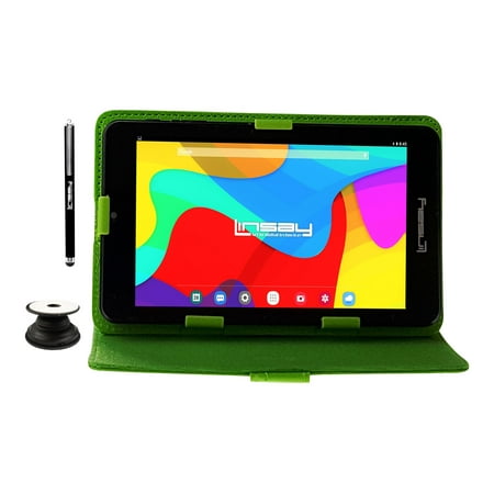 Linsay 7" 2GB RAM 64GB Android 13 Wi-Fi Tablet with Case Green, Pop Holder and Pen Stylus