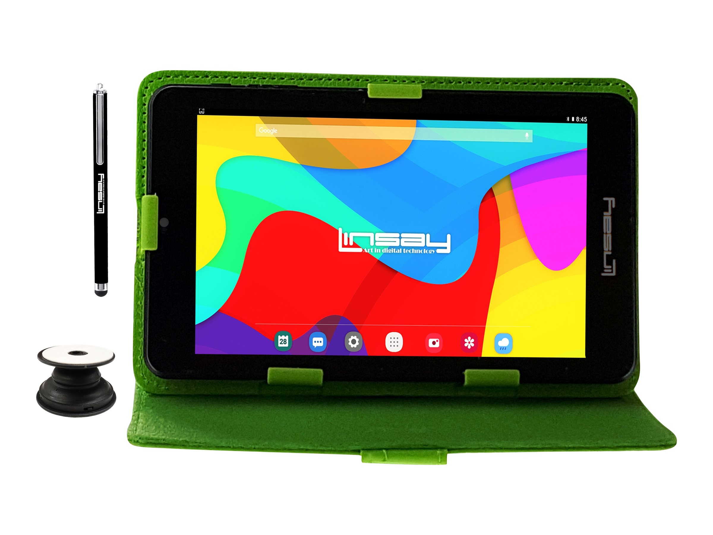 Linsay 7" 2GB RAM 32GB Android 12 Wi-Fi Tablet with Case Green, Pop Holder and Pen Stylus - image 1 of 3