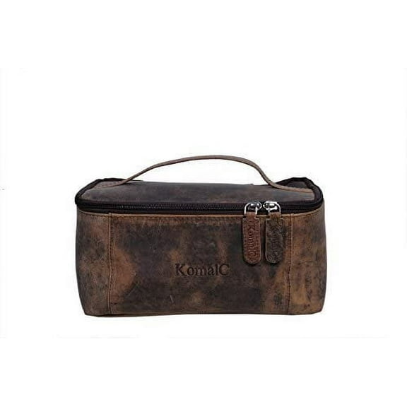 KomalC Genuine Unisex Vanity Leather Dopp kit - Travel Toiletry Bag Shaving Kit
