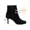 thumbnail image 4 of BLISSFUL STEP Women's Ankle Boots Faux Suede Pointed Toe Stiletto Heel Slouch Side Zipper Boots Black 6, 4 of 6
