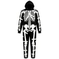 thumbnail image 5 of Halloween Skeleton Onesie Adult 2026 3D Print Hooded Zip up Jumpsuit Stretchy Pajamas Unisex Party(Black,XXL), 5 of 6