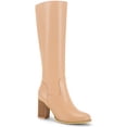 thumbnail image 1 of BLISSFUL STEP Women's Boots Knee High Chunky Heel Round Toe Side Zipper Faux Leather Dress Boots  Nude 7, 1 of 6
