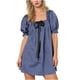 thumbnail image 3 of TaTaai Bandage Mini Skirt Dress, Women's Plaid Flower Short Sleeve Design, Fashion Comfort Style, Perfect for Spring Summer Daily Casual Use Gift, 3 of 7