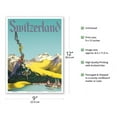 thumbnail image 2 of Switzerland - Lake Lucerne Swiss Alps - Vintage Travel Poster c.1952 - Master Art Print (Unframed) 9in x 12in, 2 of 4