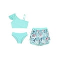 thumbnail image 3 of Sholeno Kids Girls 3 Piece Rash Guard Tropical Print Bikini Swimsuits Swimming Pool Seaside Beachwear Light Green 8, 3 of 5