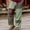 Green, variant on Men's Lightweight Printed Trousers Drawstring Elastic Waist Pockets for Gardening