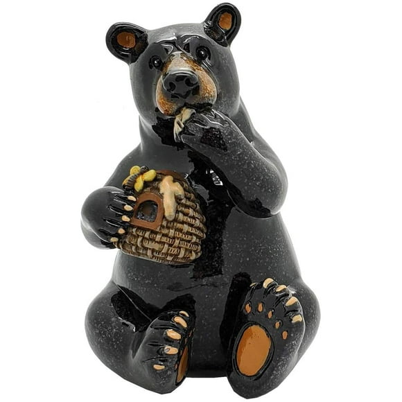 Ebros Animal World Black Bear Eating Honey Figurine 5.25"H Home Decor