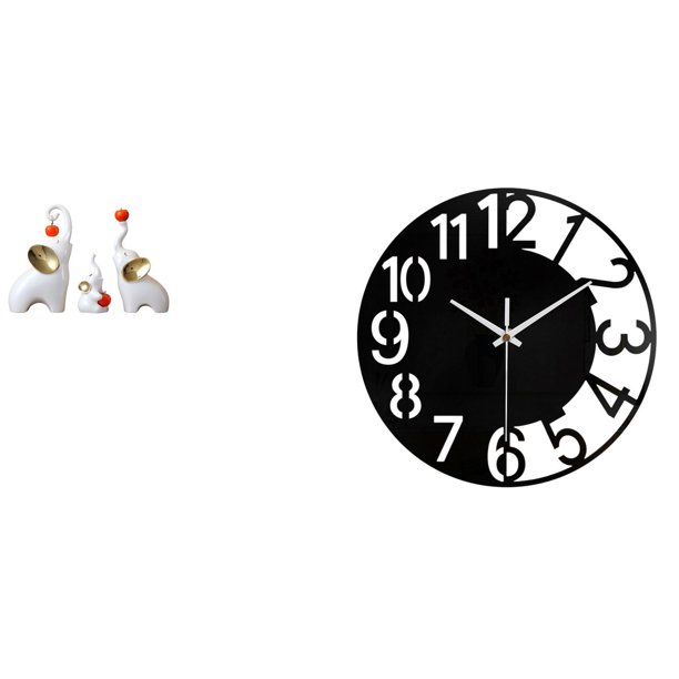 Elegante Juego De Esculturas Familiares De Elefantes Y Reloj De Pared Acrílico Para El Hogar, La Oficina, La Sala De Estar, El Dormitorio, El Hotel Y El Baño, Exhibición Decorativa Moderna.