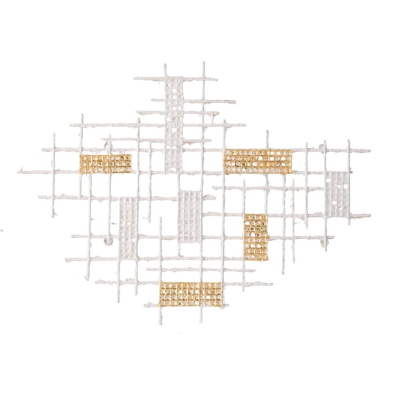 Grid Patterned Geometric Wall Décor - 31.5" x 1.5" x 23.5" - Medium - White/Gold
