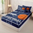 thumbnail image 2 of Homewish Basketball Ball Game Kids Zipper Full Size Comforter Sets with Fitted Sheet and 2 Pillowcases,Sport Theme Zipper Bedding Set For Boys,Navy Blue Reversible,4 Pieces, 2 of 7
