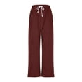 thumbnail image 3 of Annhoo Sweatpants for Women Corduroy Wide Leg Drawstring Soft Elastic Waist Casual Pants Work Loose Baggy Trousers with Pockets, 3 of 6