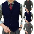 thumbnail image 6 of Men Suit Vest Vintage Herringbone Notch Lapel Slim Retro Tweed Waistcoat Wedding, 6 of 7