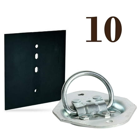 DC Cargo Mall 10 Oval D-Ring Recessed Floor Pan Fitting Tiedown Anchors with Trailer Underside Mounting Backplate and Bolting Hardware Set | Ten Complete