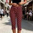 thumbnail image 5 of Ltctricy Yoga Capri Pants for Women Polka Dots Casual Leggings Elastic Waist Side Slit Button Cropped Pants, 5 of 6
