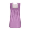 thumbnail image 4 of Workout Tops For Women, Sexy Pleated Square Neck Solid Color Sleeveless Tank Top Denim Button Down Shirt Women Tops 2025 Gym Denim Low Cut Tops Bell Sleeve Tank Tops Tank (L, Purple) Unbranded, 4 of 5