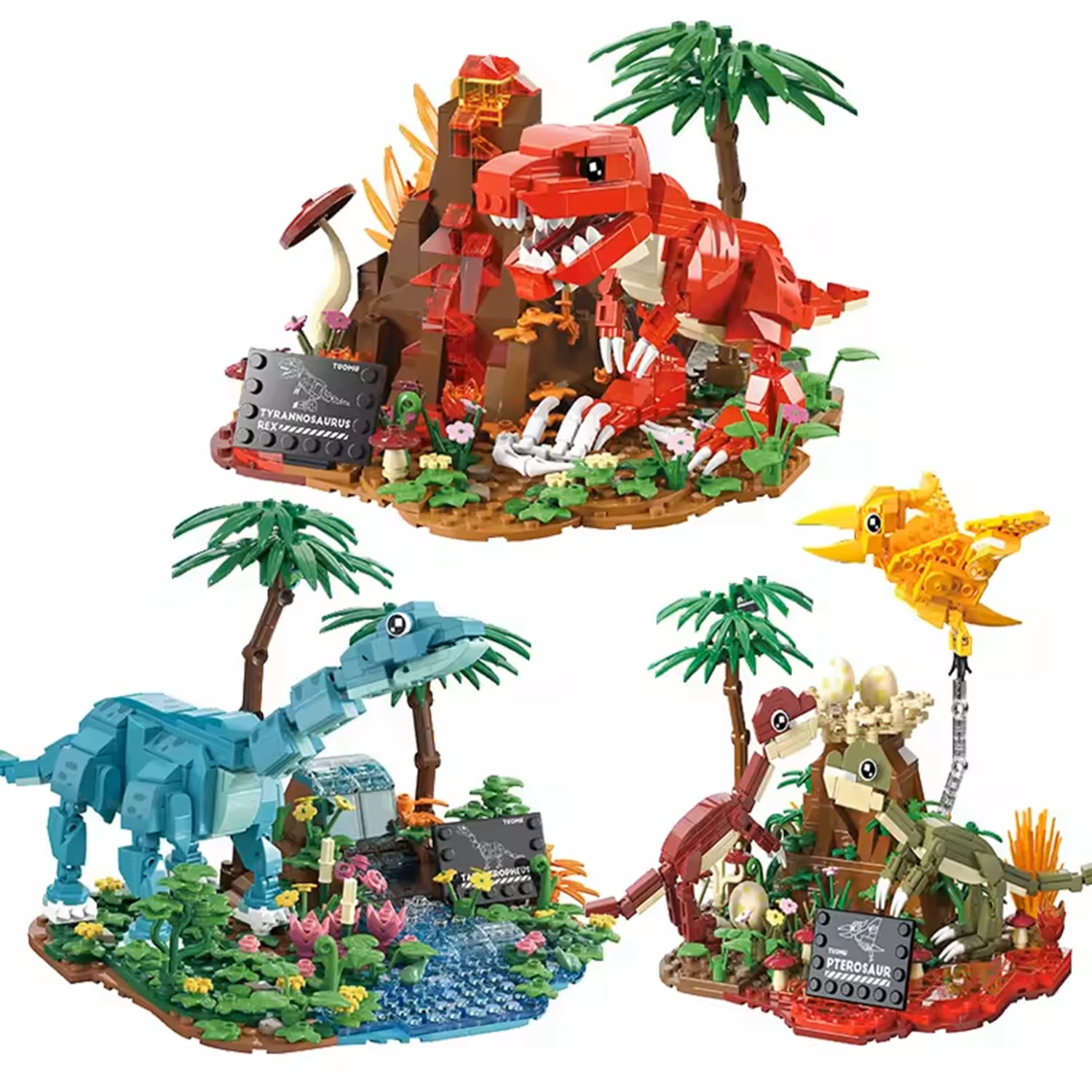 GZBrick Dinosaur World Building Sets Compatible with Lego Animals Volcano Foraging T.Rex for Adults Boy 559PCS