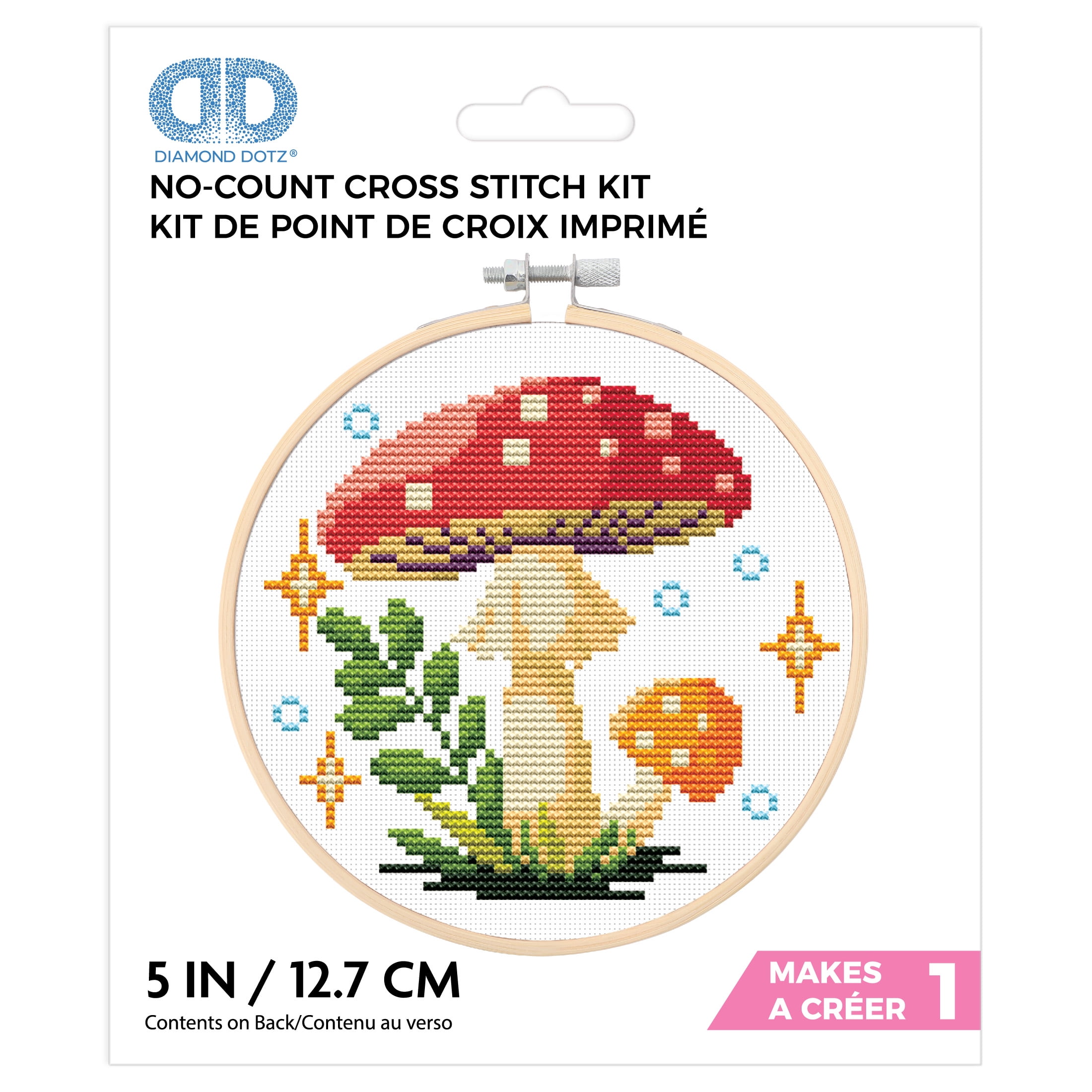 DIAMOND DOTZ® Mushroom Glen Special Edition No-Count Cross Stitch Kit - 5" Round
