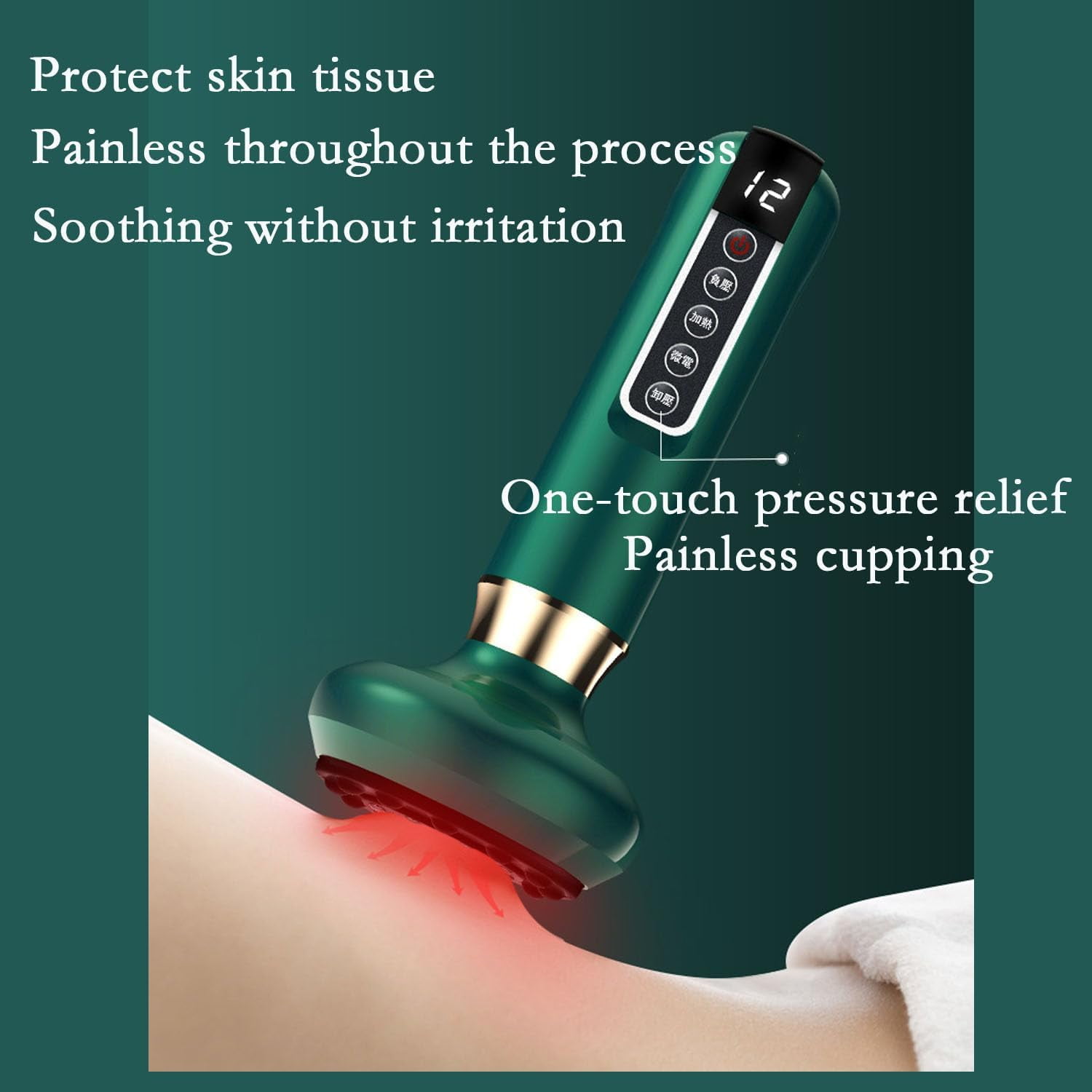 Glowfit Cellulite Massager, Milow Glow Fit Cellulite Massager with Suction, Handheld Anti Cellulite Massage Tool with 12 Levels, Cellulite Massage for Neck, Legs (Green)