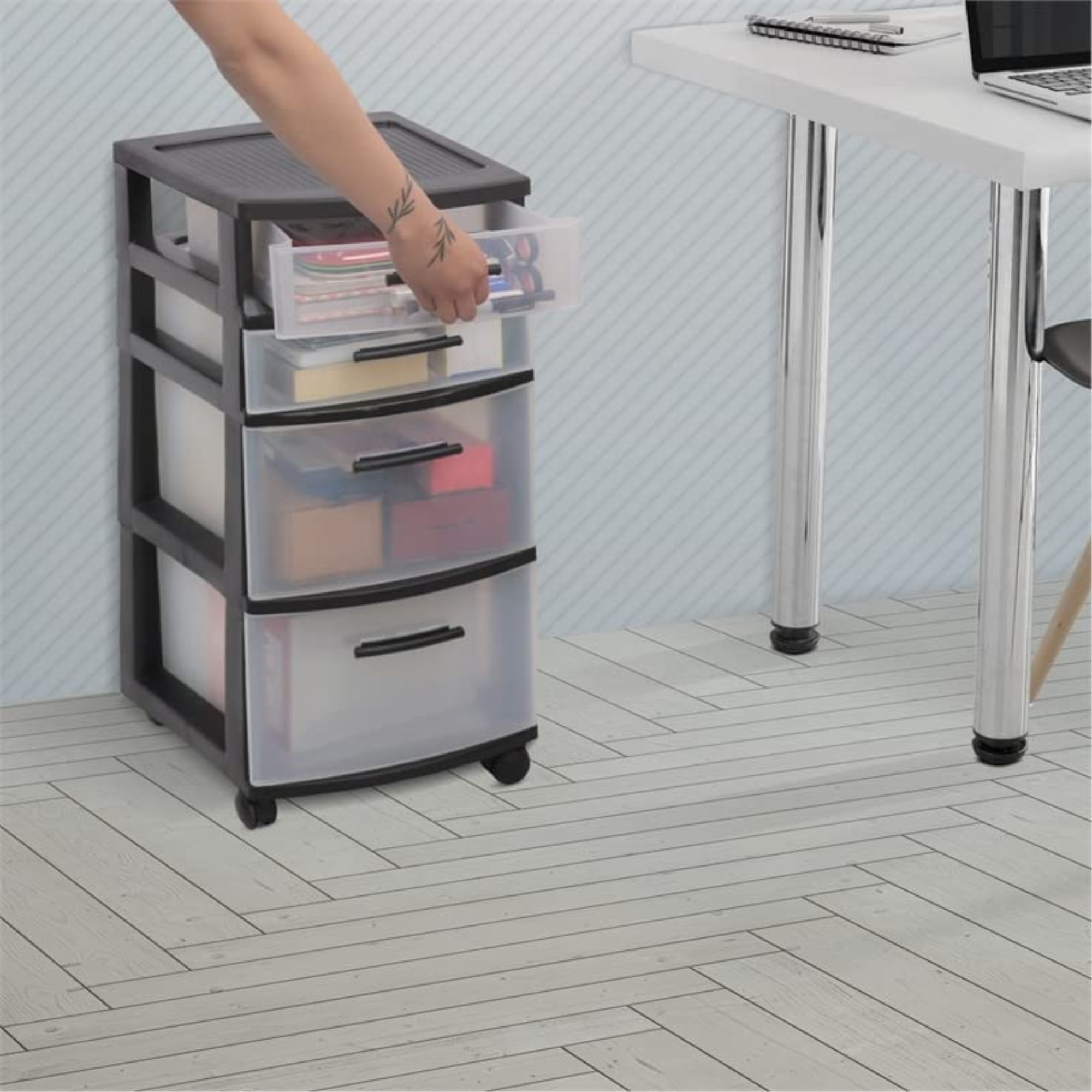 MQ Eclypse 4-Drawer Rolling Storage Cart, Black