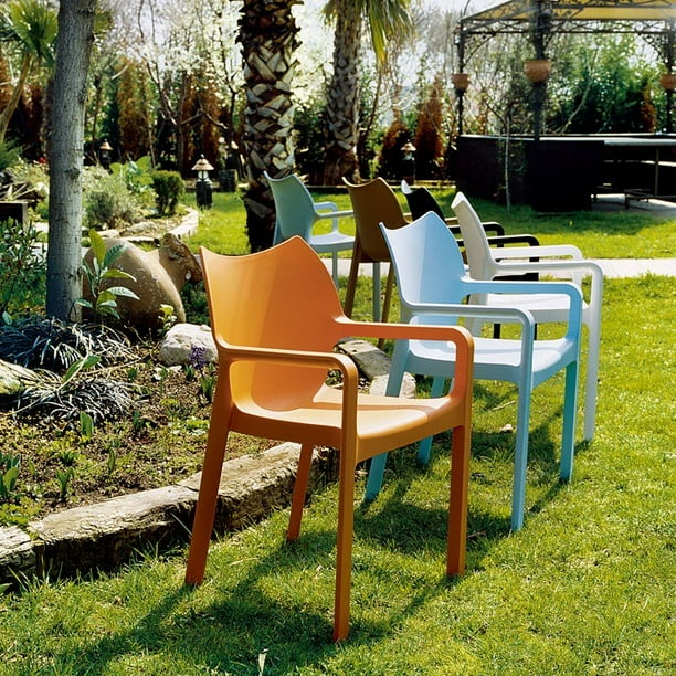 Compamia Diva Resin Outdoor Patio Dining Arm Chair in Light Blue