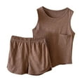thumbnail image 3 of ZACPNCV Unisex Boys Girls Summer Clothes 2 Piece Sleeveless Solid Color Tank Top and Shorts Clothing Sets Coffee 3-4 Years, 3 of 8