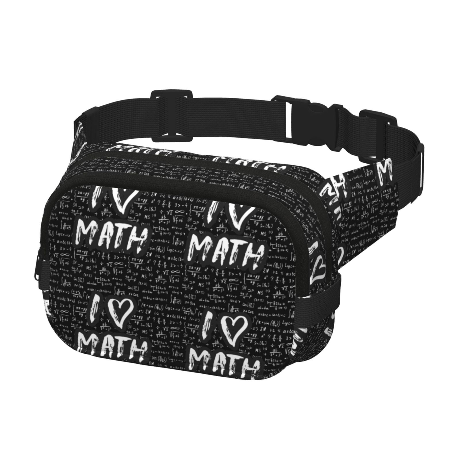 Picia I love Math Print Square Double-Layer Waist Bag Mini Adjustable Waist Belt Bag Exercise Running Travel Hiking