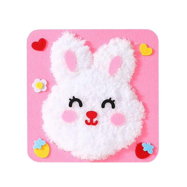 Eky DIY Embroidery Doll Set,8.3" Creative Animal Sewing Craft Kit,9 Types Felt Animals Stickers Craft,Sewing Kit for Beginners,Cartoon Rabbit Doll Felt Sewing Crafts,Handmake Gift for Kids