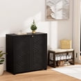 thumbnail image 4 of Indoor/Outdoor Diamond Cabinet with 1 Shelf, IP67 Waterproof 34"x15"x34" Resin Shed, 10 CU.FT HDPE Shed for Garden, Patio, Vertical Outdoor Storage Box for Pool Supplies, Garden Tools, Trash Cans, 4 of 10