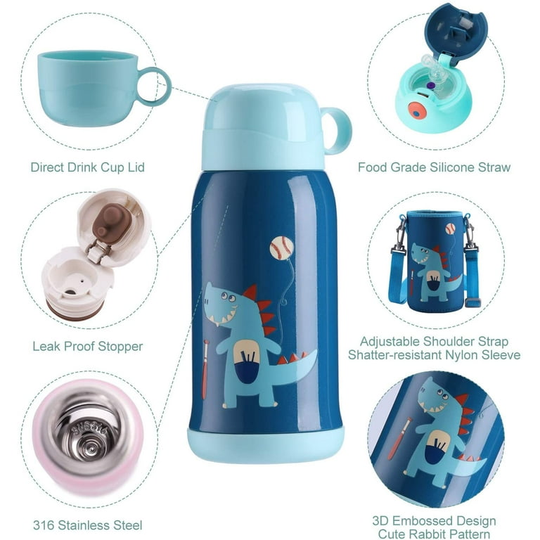 600ML Vacuum Thermos Mug with Lid and Retractable Straw Cold Hot