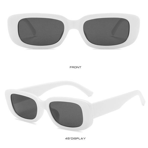 Under $5 Glasses White Women Men Classic Square Polarized Sunglasses Retro Trendy Sunnies Eyewear
