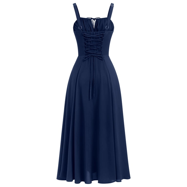 IBTOM CASTLE Women Floral Corset Dress Sleeveless Square Neck Spaghetti  Straps Dress Boho Holiday Flowy Midi Bustier Sundress XS Navy Blue -  Walmart.com
