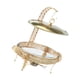 thumbnail image 2 of Juego de buffet con plato para calentar alimentos con tapa colgante, elegante calentador de alimentos de vidrio, metal y dorado 3 litros, 2 of 9