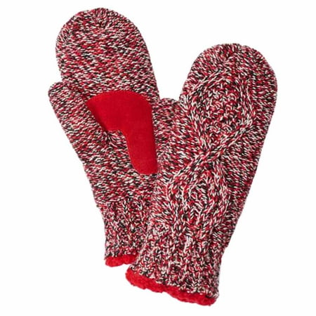 Cable Mitten - Isotoner Womens Red Marled Cable Knit Mittens with Sherpasoft Lining