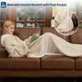 thumbnail image 4 of EuKer Oversize Electric Blankets, Wearable Heated Blanket with Sleeve and Foot Pocket for Home, Office, Khaki, 4 of 8