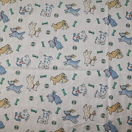Poly-Cotton Playful Puppies Prints Fabric 58 Wide by 36 (1-Yards) for Arts Crafts & Sewing