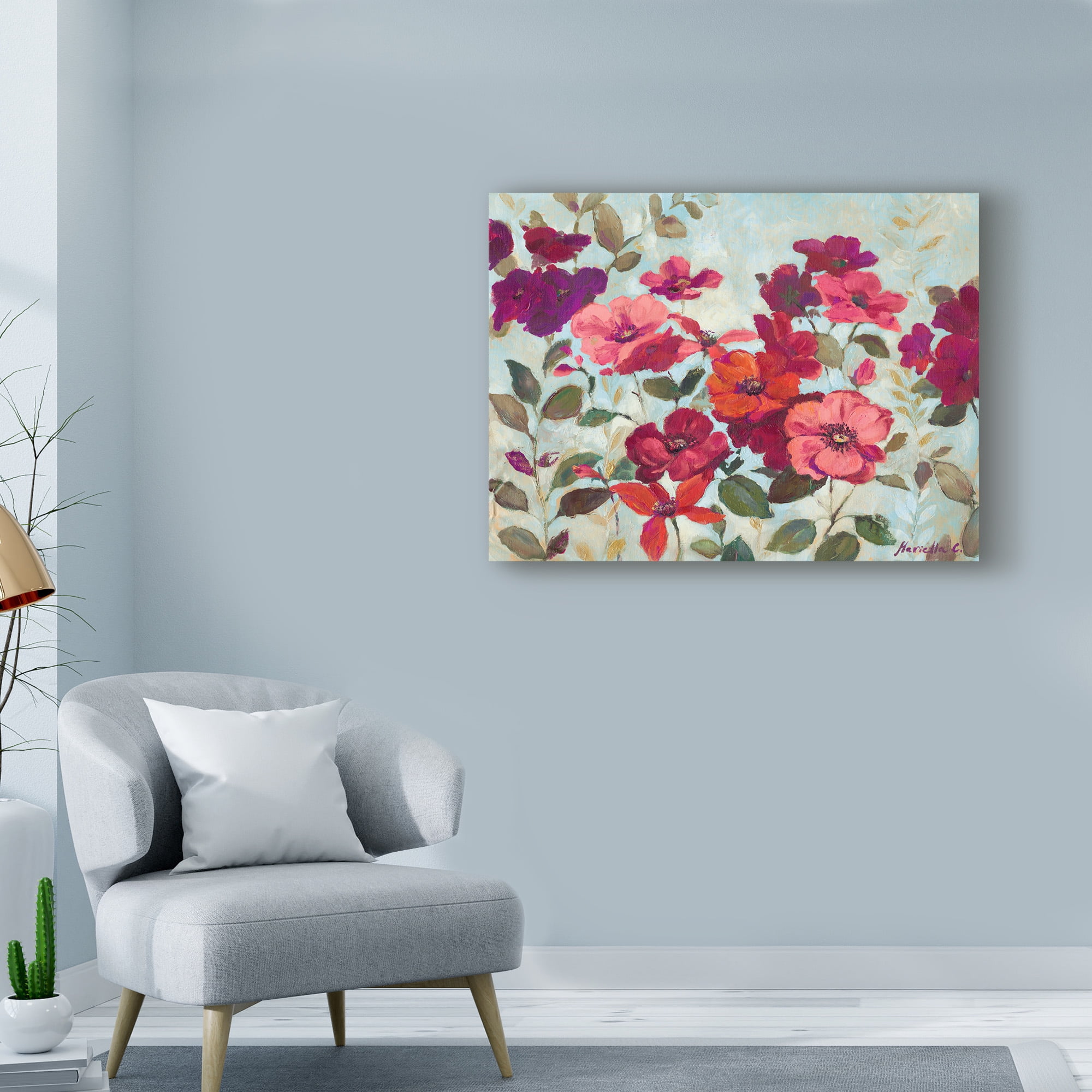 Trademark Fine Art 'Red And Pink Flowers' Canvas Art by Marietta Cohen Art And Design