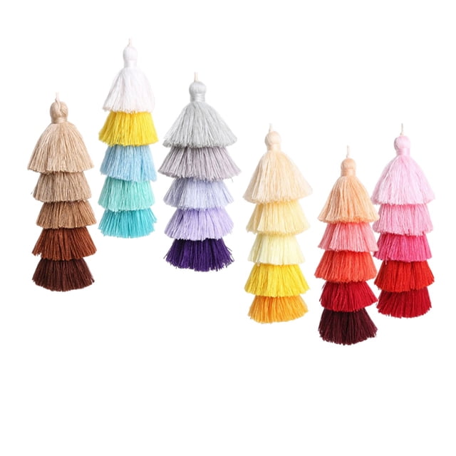 6 Piezas Colorido Bohemio Pompón Borla Bolso Encantos Llavero Llavero Colgante Sunnimix Borlas de llavero