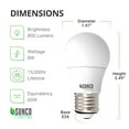 thumbnail image 2 of Sunco 10 Pack A15 LED Ceiling Fan Candelabra Light Bulbs E26 Medium Base CRI92 6000K Daylight Deluxe 8W Equivalent 60W, 800 Lumens, Waterproof Super Bright Appliance Indoor Outdoor UL, 2 of 6