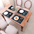 thumbnail image 6 of ZNDUO Placemats, 1 PCS Heat Resistant Stain Resistant Woven PVC Insulation Placemats, Durable Washable Elegant Table Mats for Dining-Blue Leaves, 18"x12", 6 of 6