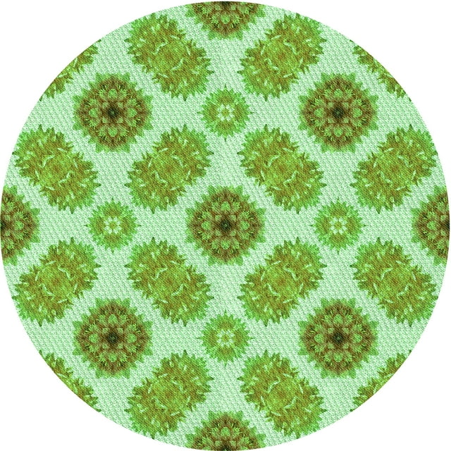 Ahgly Company Machine Washable Indoor Square Transitional Pastel Green Area Rugs, 3' Square