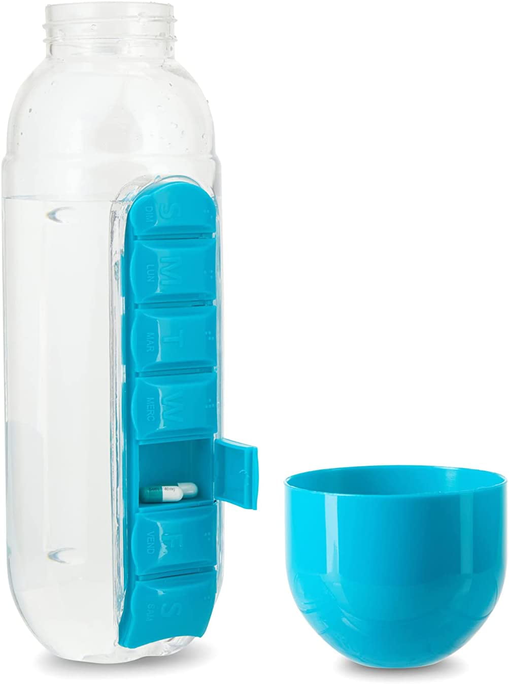 600 ml Wasserflasche mit Pillendose 2 in 1 Outdoor Portable 7 Day Pill  Organizer Daily Pill Organizer Outdoor Water Bottle Organizer Auslaufsicher