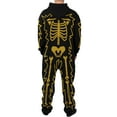 thumbnail image 2 of Men One Piece Pajamas Sleepwear Halloween Black Skeleton Print Onesies Adults Hooded Onesies Pyjamas, 2 of 6