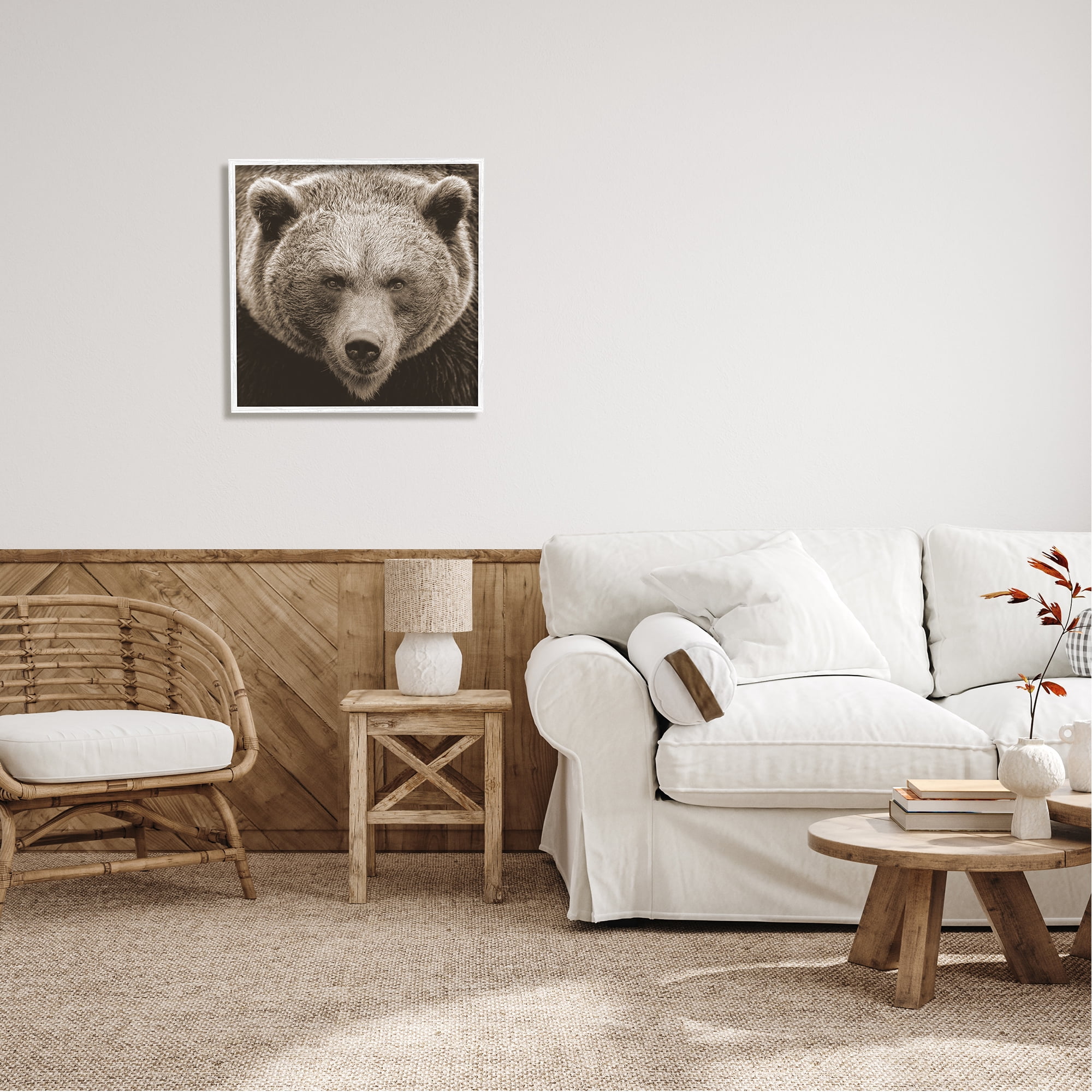 Stupell Industries Brown Bear Wildlife Portrait Animals & Insects Photography White Framed Art Print Wall Art