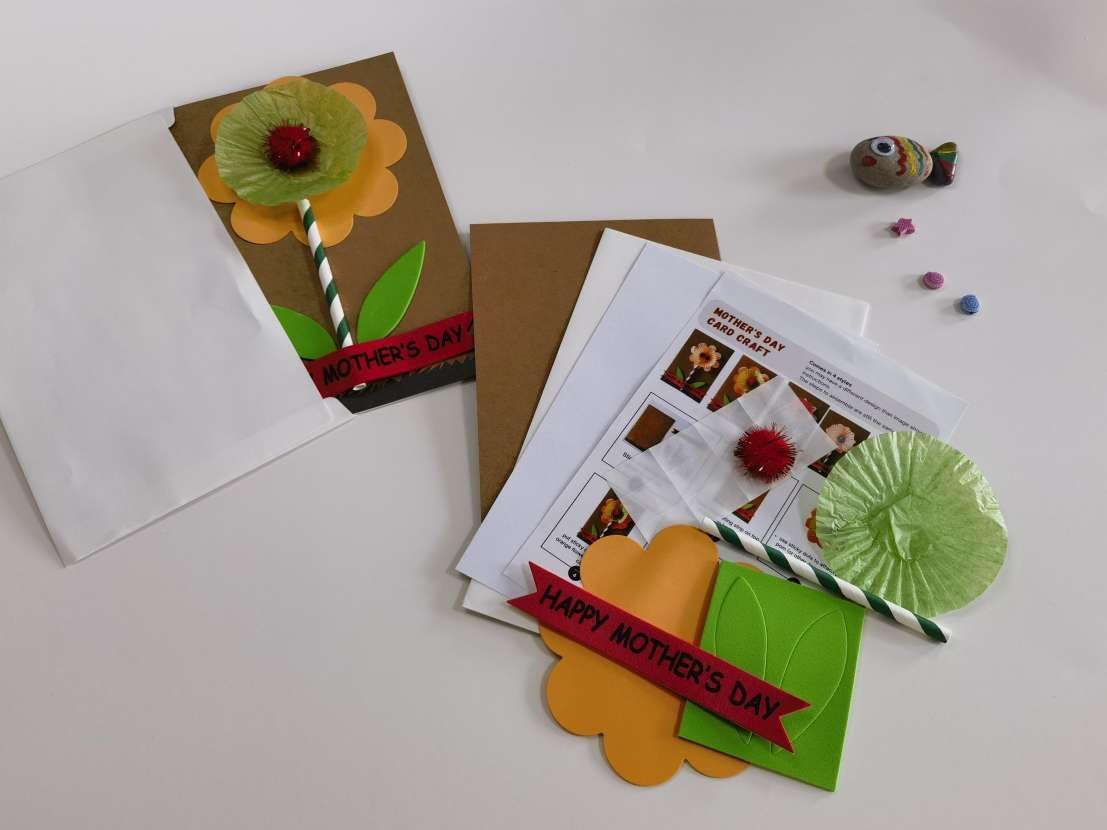 4E's Novelty 12 Pack DIY Mother's Day Card Craft Kit for Kids - Flower Greeting Card Making Set