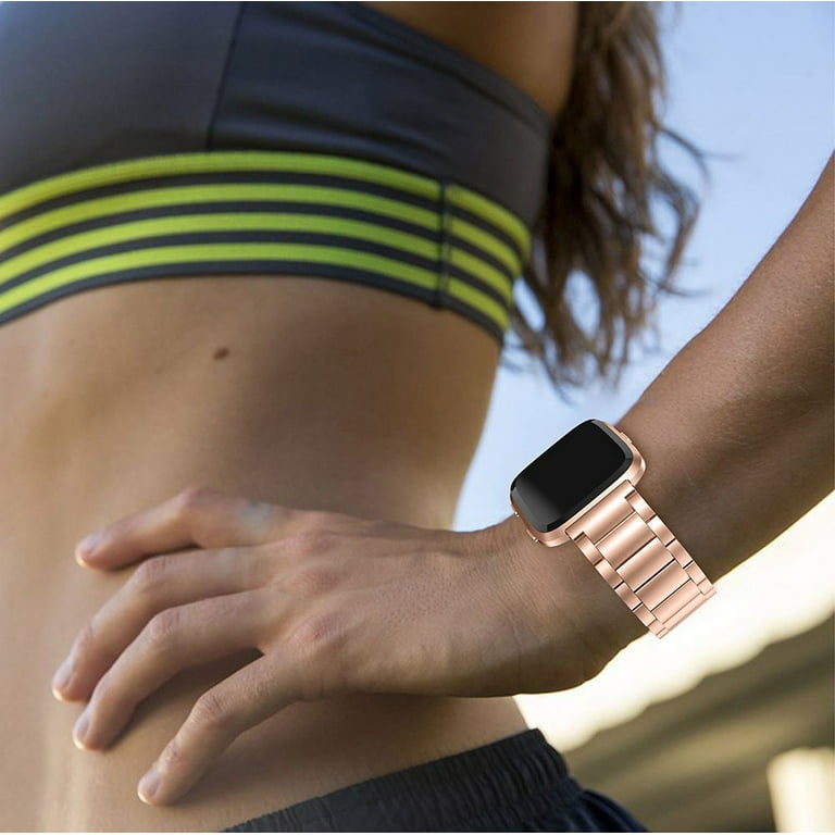 Stainless Steel Wrist band For Fitbit Versa/versa 2/versa lite Strap correa  Wrist Bracelet Watchband belt reloj watch Accessories Wristbands - Rose  gold 