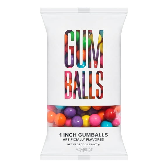 Candy Envy - Assorted 1 Inch Gumballs - 2lb Bag - Approximately 113 Gumballs Per Bag - North American Made & Kosher Certified