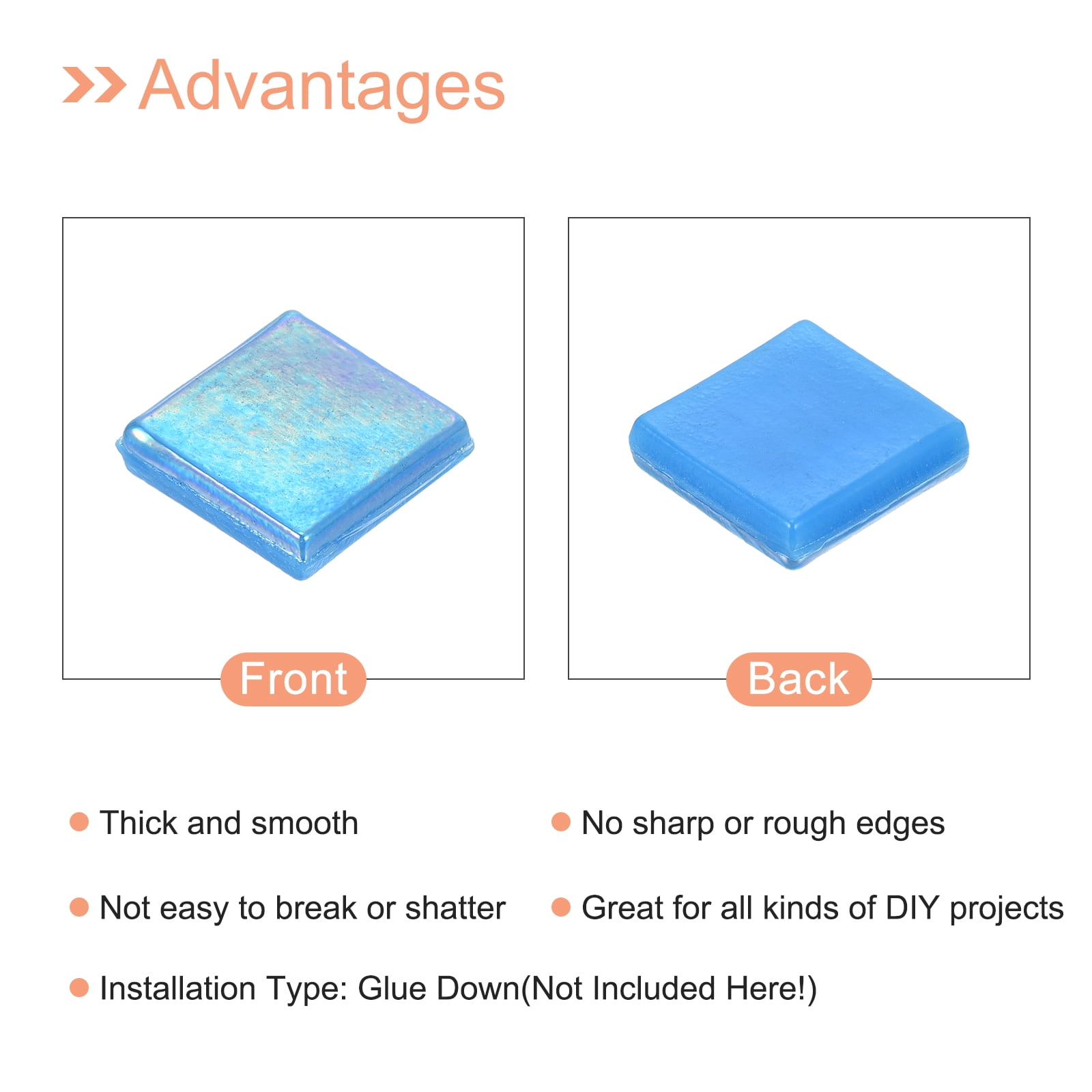 Uxcell 260Pcs Mosaic Tiles, Micro Glass Tiny Mini Mosaic Tile DIY Hobbies Handmade Crystal Free Stone Bright Blue