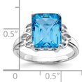 thumbnail image 2 of 925 Sterling Silver Rhodium Octagonal Checker-Cut Blue Topaz Ring, 2 of 2