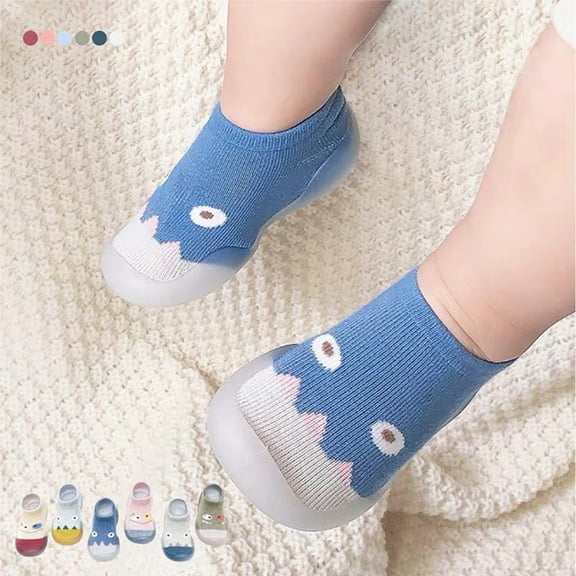1 Pair Baby Sock Shoes Boys Girls First Walking Shoes Non Slip Cartoon Soft Rubber Sole Baby Slipper Infant Toddler Sneakers